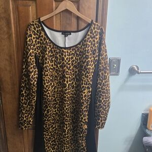 Nicki Minaj Leopard Print Long Sleeve Dress - Black and Gold